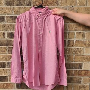 Ralph Lauren Men Pink Custom Fit Casual Button Down Shirt Long Sleeeves Medium